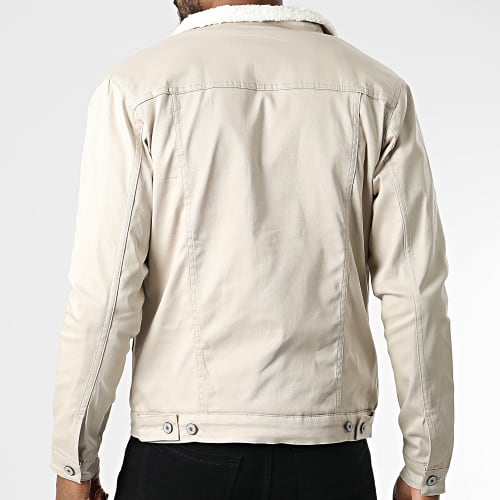 Veste Jean Super Slim Fit Col Mouton 7001 Beige