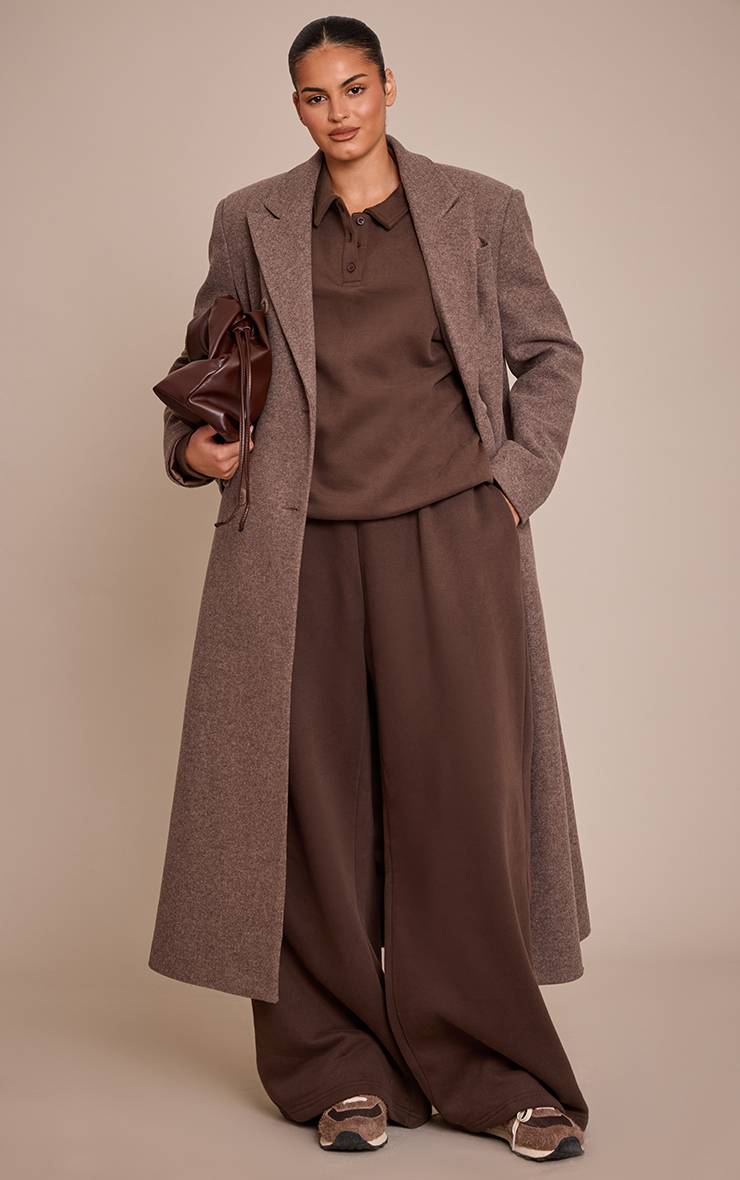 Chocolat Pantalon De Jogging Droit En Molleton De Coton Grande Taille