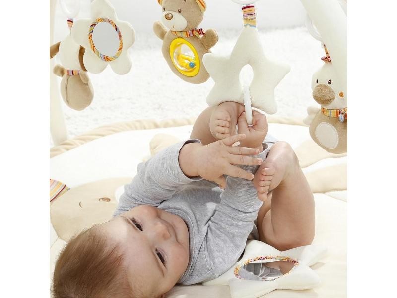 fehn Krabbeldecke mit Spielbogen Bär Rainbow 3D Activity Decke Rainbow Bär, 80 x 105 cm