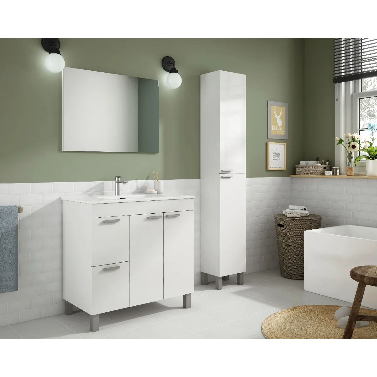 Alter Meuble Sous-Vasque Blanc Brillant