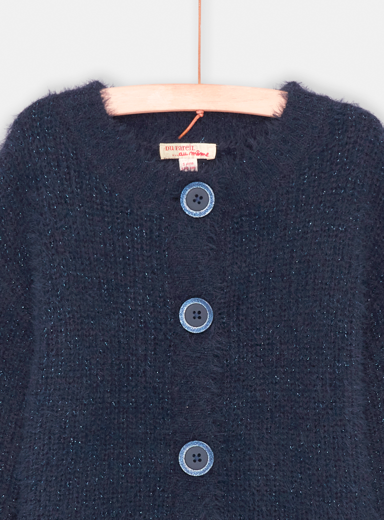 Cardigan bleu marine à paillettes fille