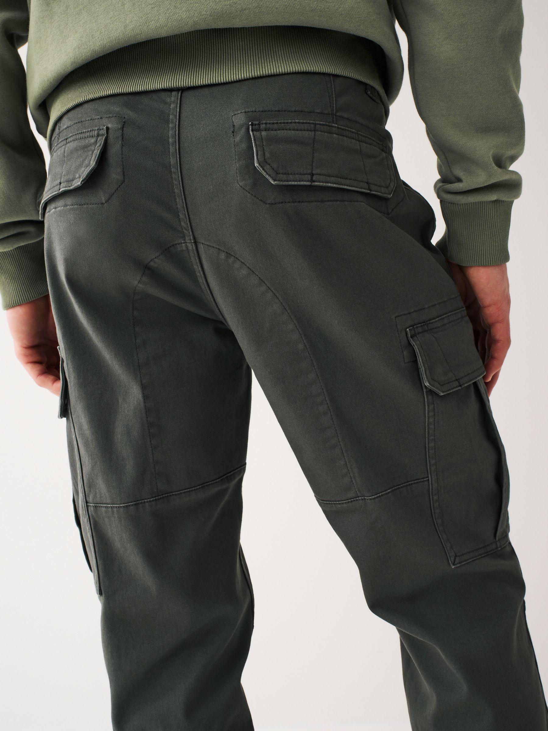 Antracietgrijs - Slim Fit - Katoenen cargostretchbroek