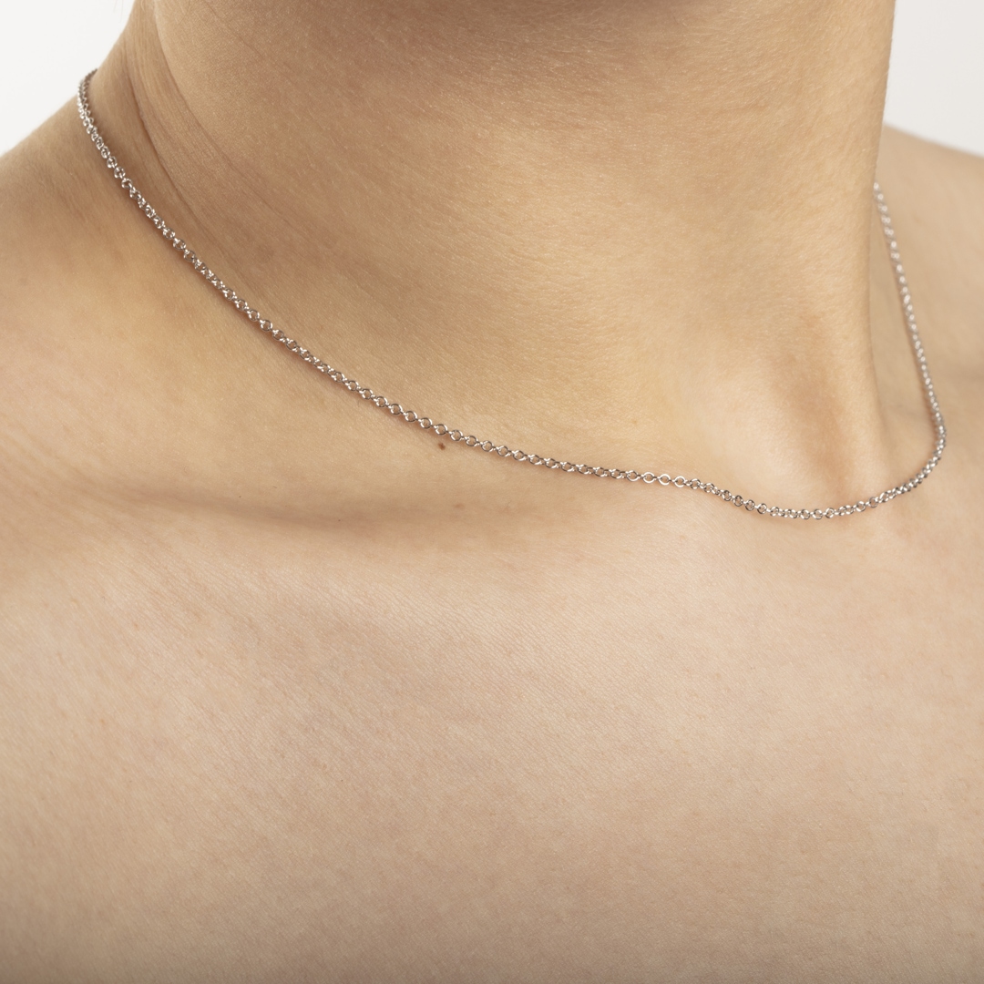 Rundankerkette 750/18 K Weissgold 1.5mm