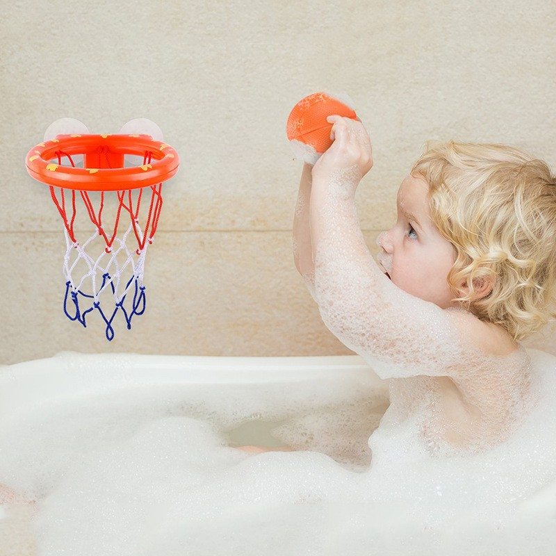 (4-tlg. Set) Basketball Badewanne Dusche Saugnapf Kinder Spielzeug - Orange