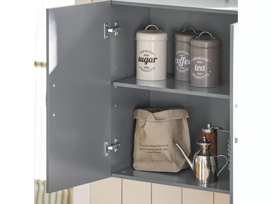 Meuble Haut Armoire de Toilettes Salle de Bain Suspendue 2 Portes Gris, FRG231-DG