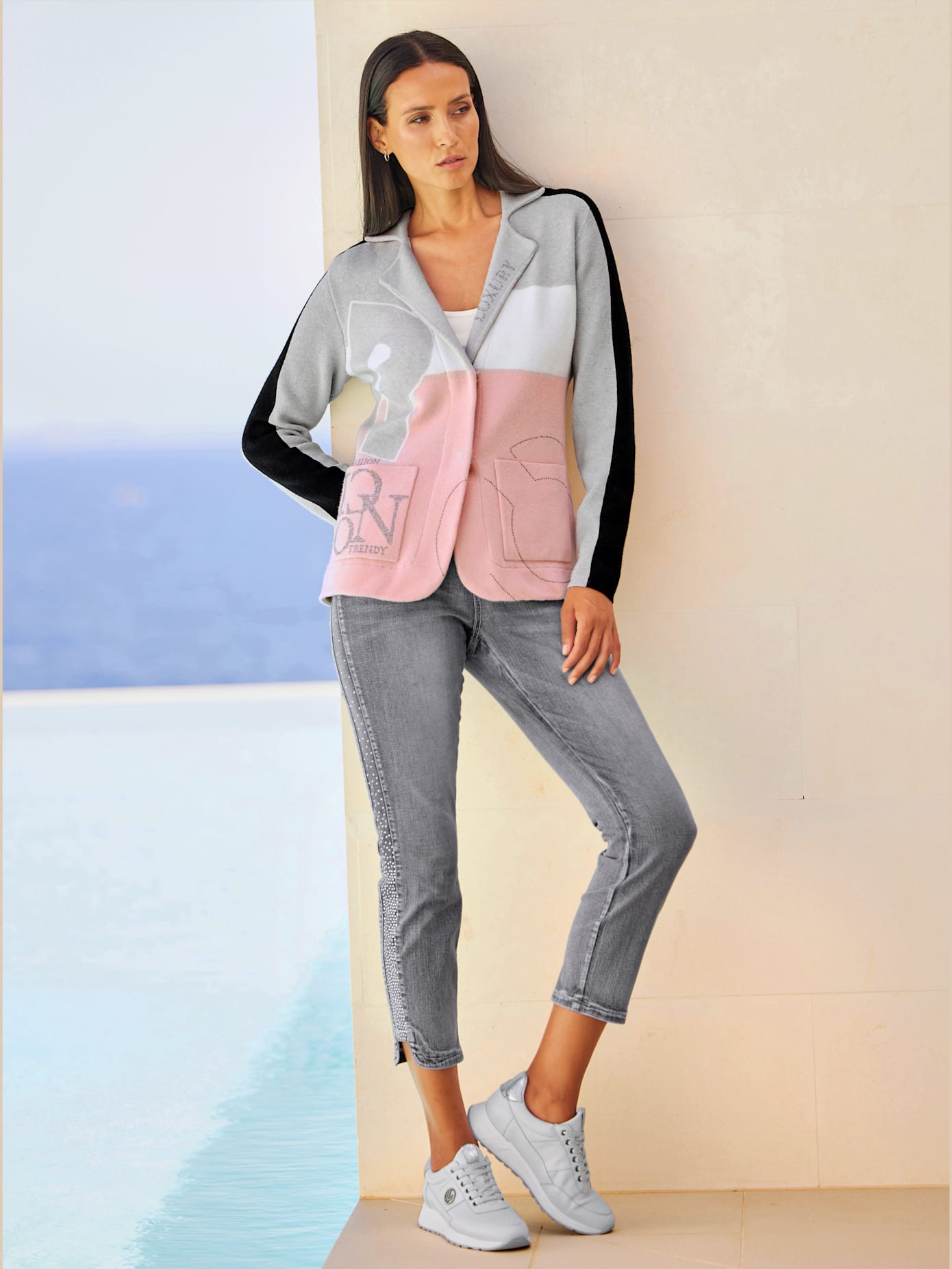 Veste en tricot motif patchwork