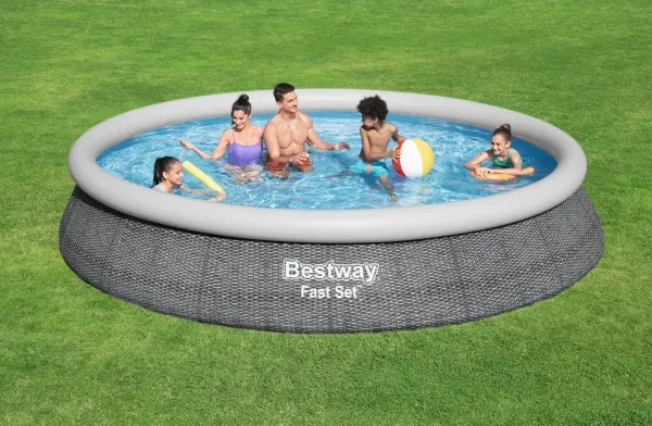 Bestway Fast Set 57313-4, 9677 L, Oppustelig pool, Barn & voksen, Grå, 21,4 kg