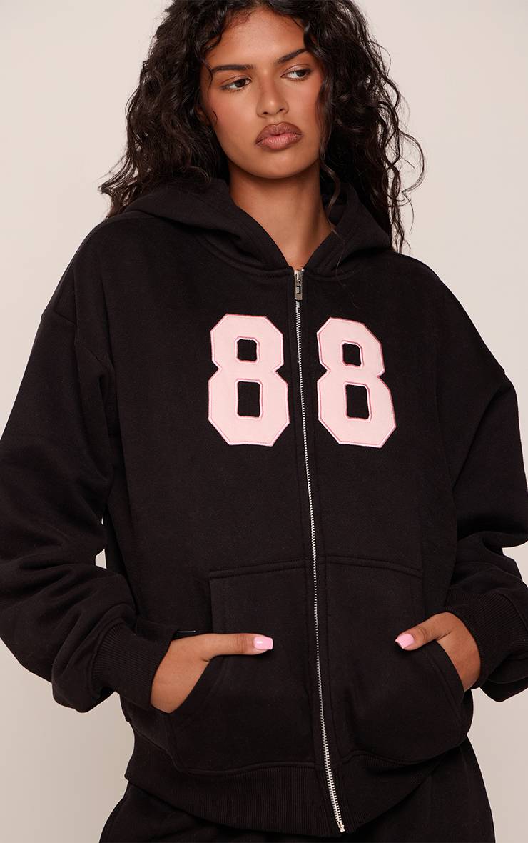 Noir Sweat À Casynthétiqueche Zippé Imprimé 88