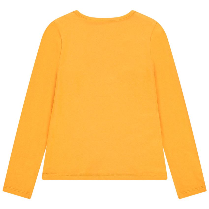 T-shirt manches longues en coton à motif brillant pour enfant fille - Jaune