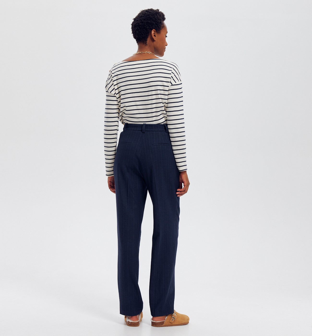 Pantalon de tailleur rayé - Rayé marine