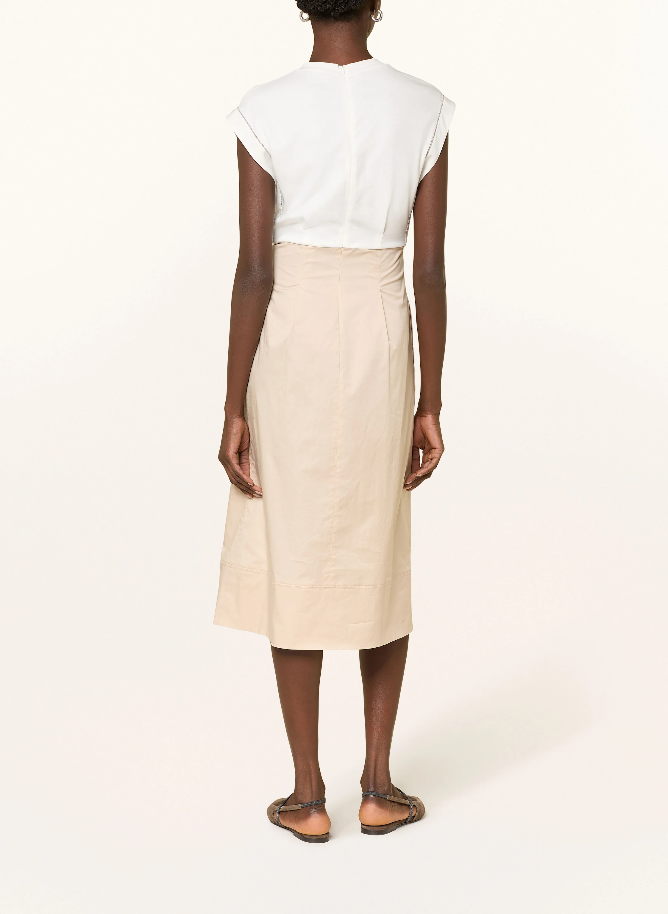 PESERICO Kleid im Materialmix mit Schmucksteinen