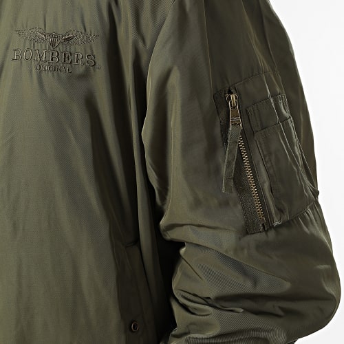 Veste Bomber Bombardier Col Mouton Vert Kaki