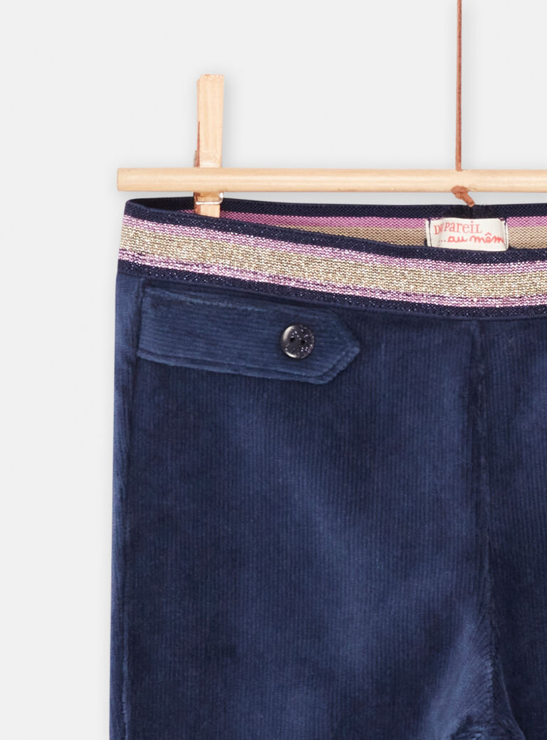 Pantalon bleu marine en velours fille