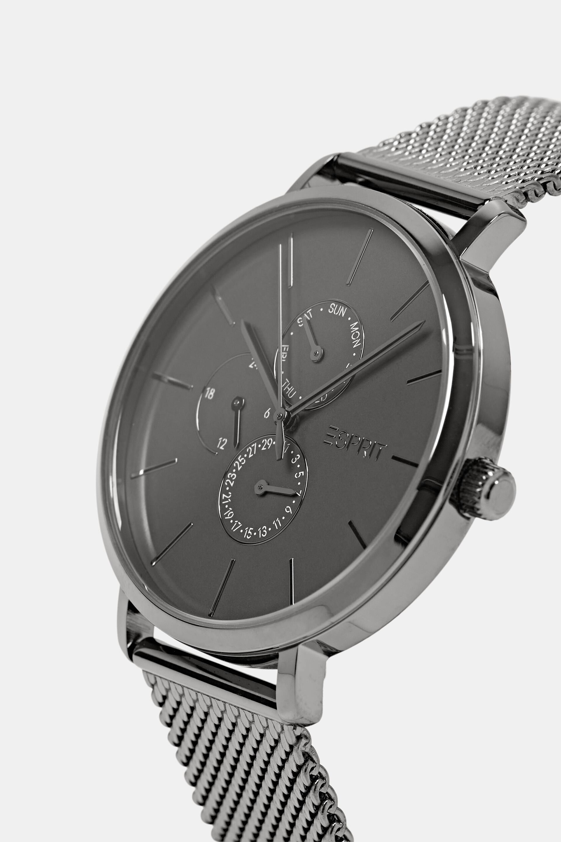 Montre en acier inoxydable avec bracelet en maille milanaise