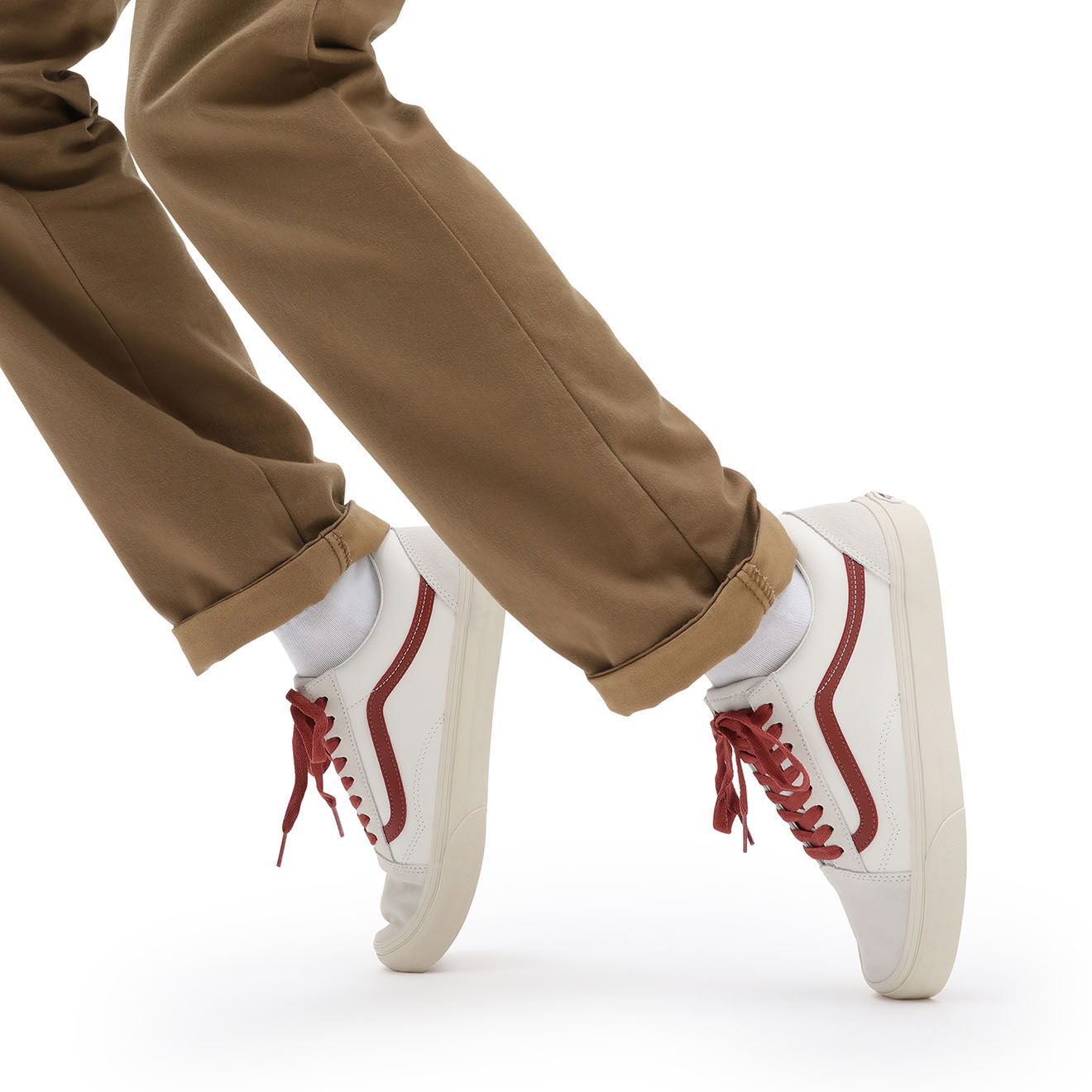 Vans Sneakers en Cuir & Textile Old Skool blanc/bordeaux