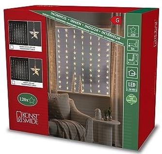Konstsmide Led-lichtgordijn met ster, wit, 120 x 140 cm, 3703-103EE