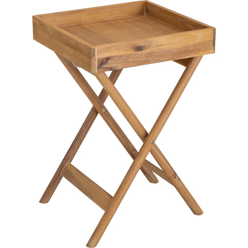 EMILIO Table de chevet en bois d'acacia massif - bois clair