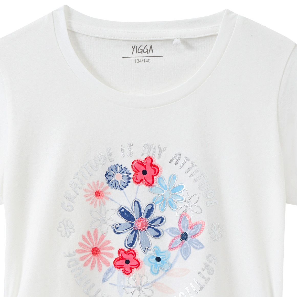 Yigga Mädchen T-Shirt mit Pailletten weiss