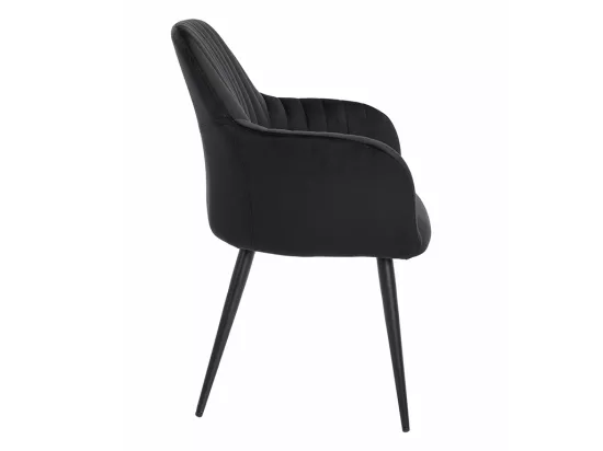 Lot de 2 chaises avec accoudoirs en velours et métal - Noir - ELEANA