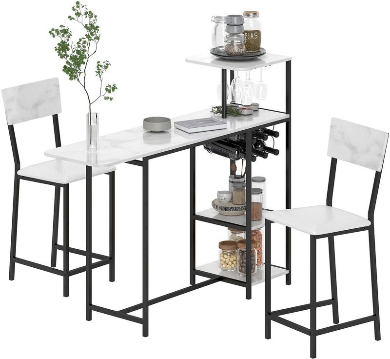 HOMCOM - Bartafelset - Wit - MDF - 140x40x116cm