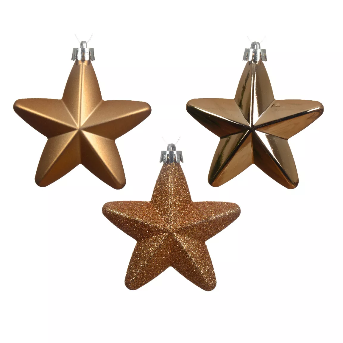 Lot de 6 étoiles de Noël à suspendre (H7 cm) Alpine Noix de pécan