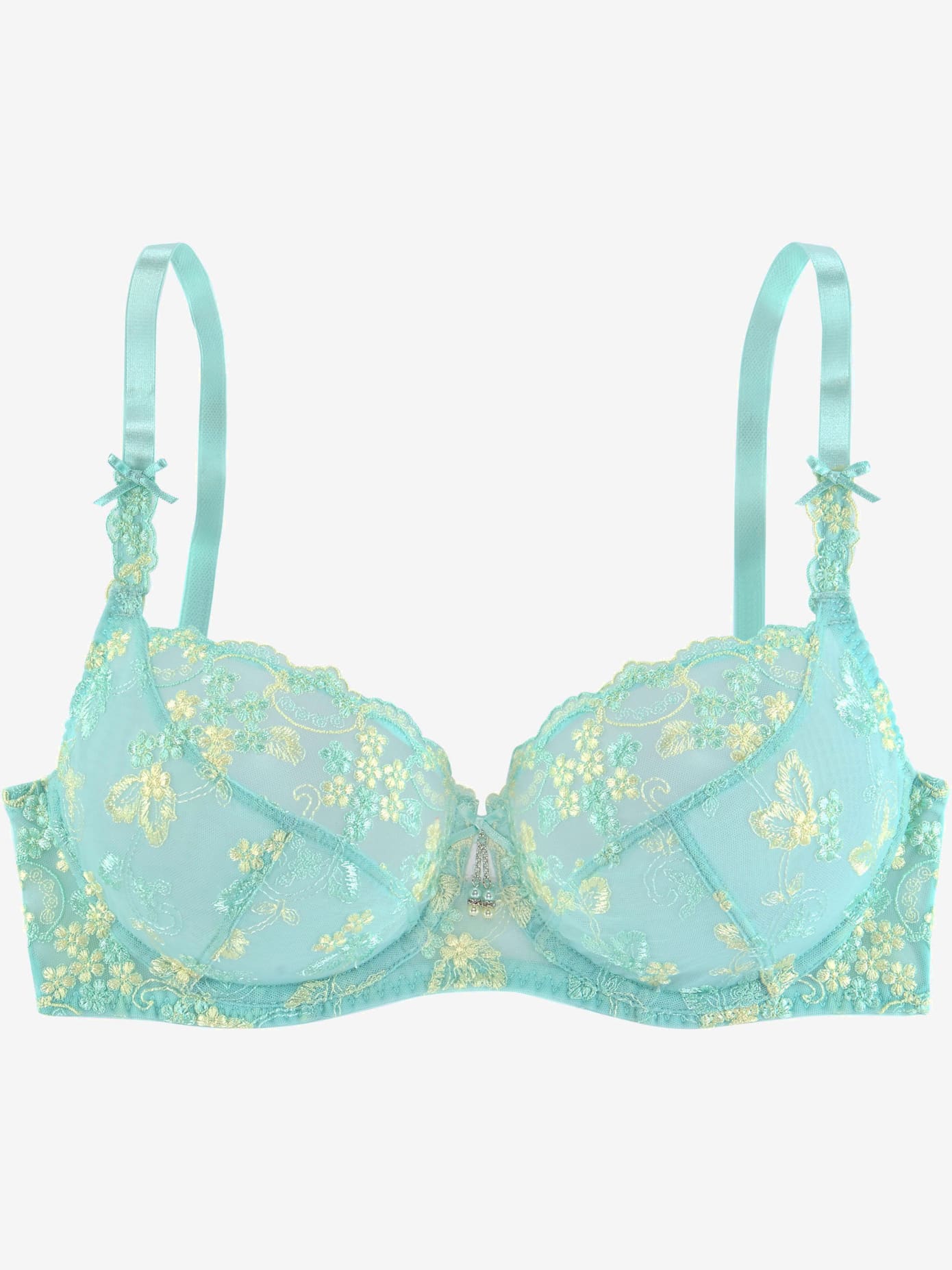 Soutien-gorge à armatures en dentelle brodée transparente