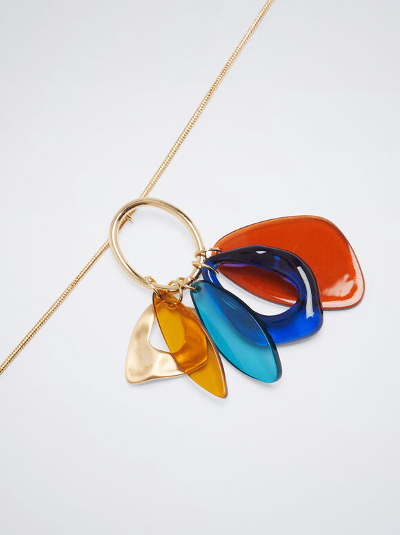 Colar com pingente de resina - Multicolorido