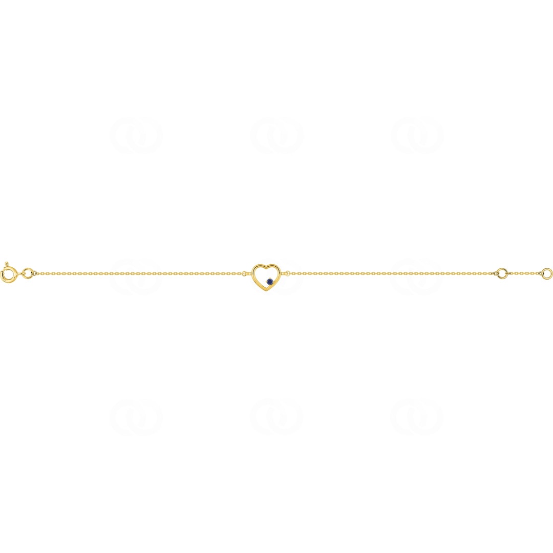 Armband 750/18 K Gelbgold Herz mit Saphir