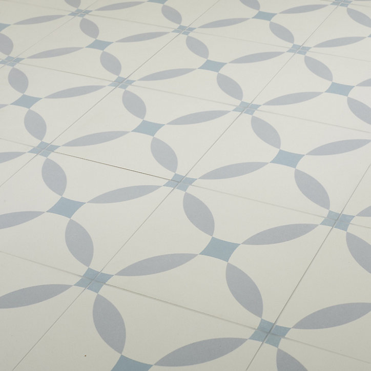 Carrelage sol et mur intérieur Hydrolic effet carreau de ciment décor calisson bleu L. 20 x l. 20 x Ep. 1 cm Colours