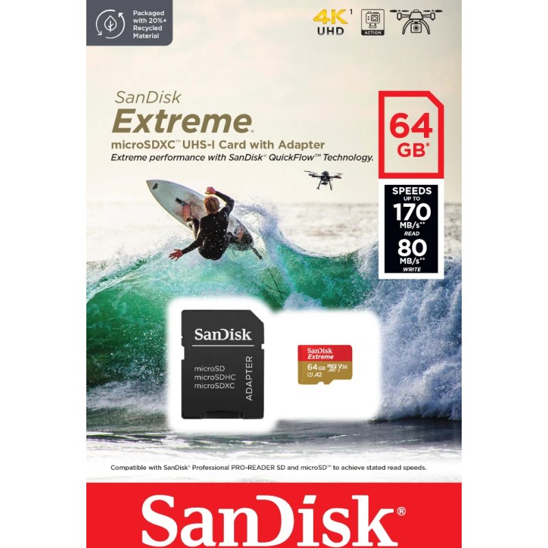 SanDisk Extreme 64 Go MicroSDXC UHS-I Classe 10