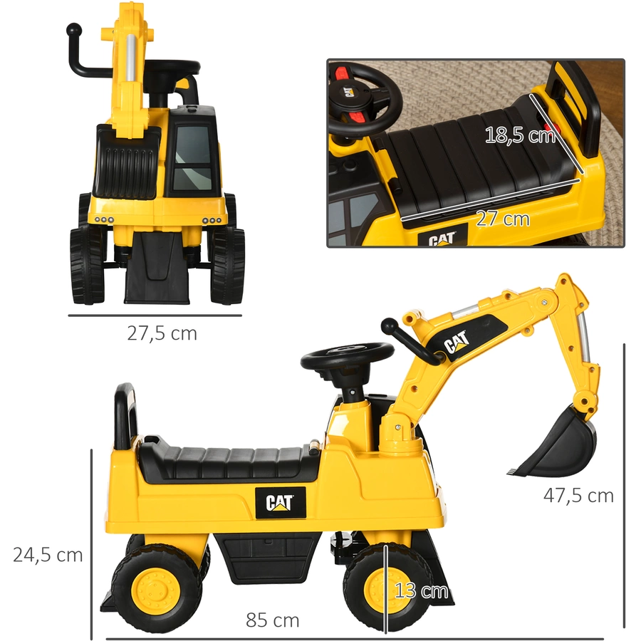 HOMCOM Sitzbagger mit steuerbarer Schaufel gelb