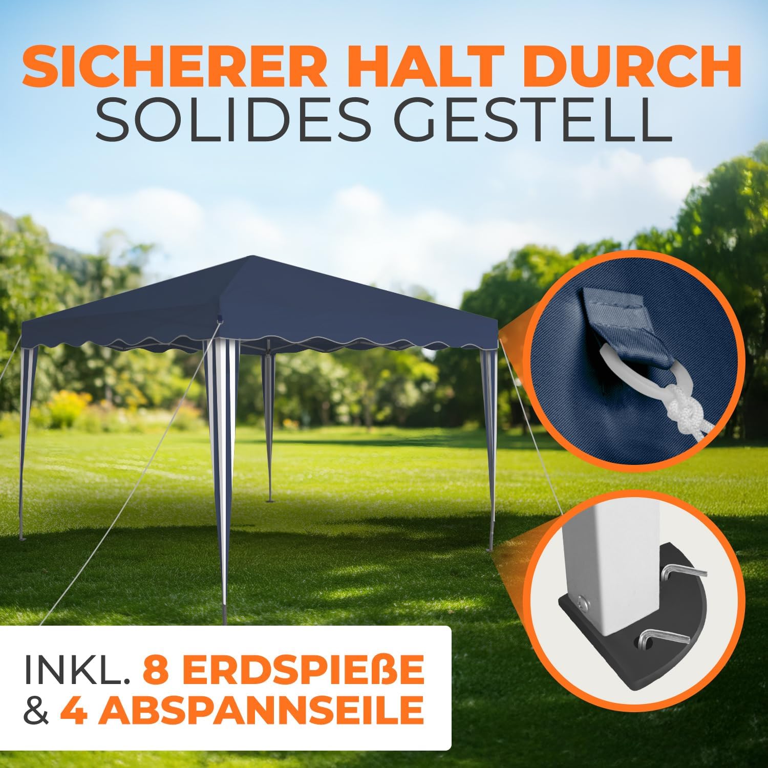 Kronenburg Faltpavillon wasserdicht Dachmaß 3 x 3 m UV Schutz 50+ Pavillon in Blau
