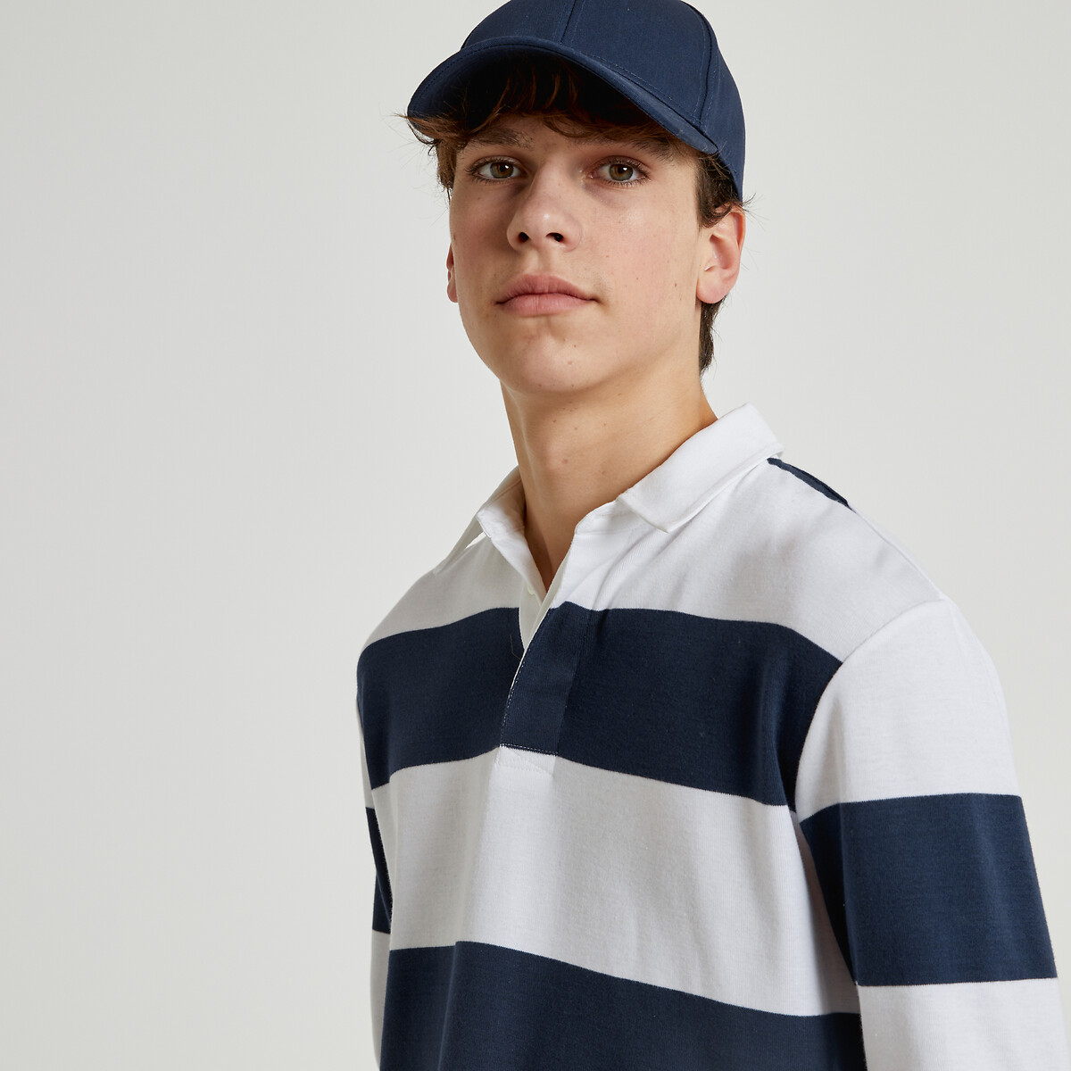 COLEÇÕES LA REDOUTE<br>Polo listrada, mangas compridas