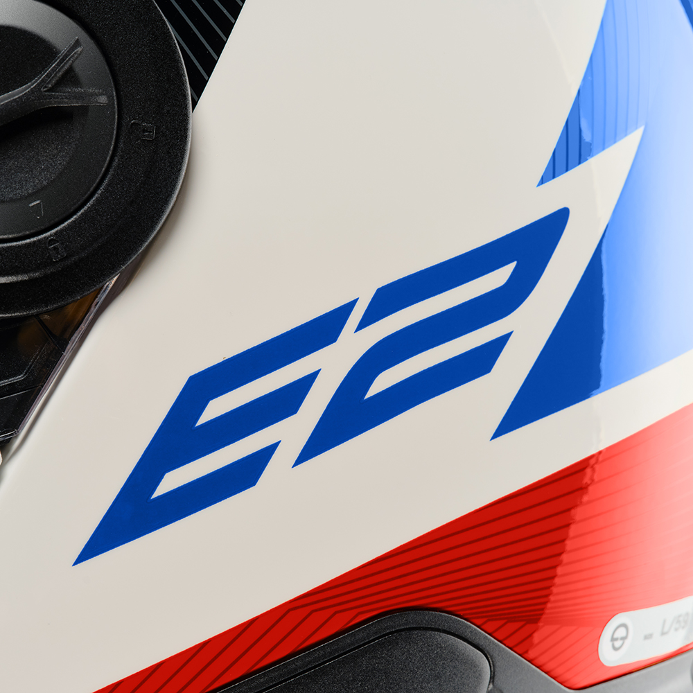 Schuberth - Casque E2 Explorer Blanc brillant / Bleu / Rouge
