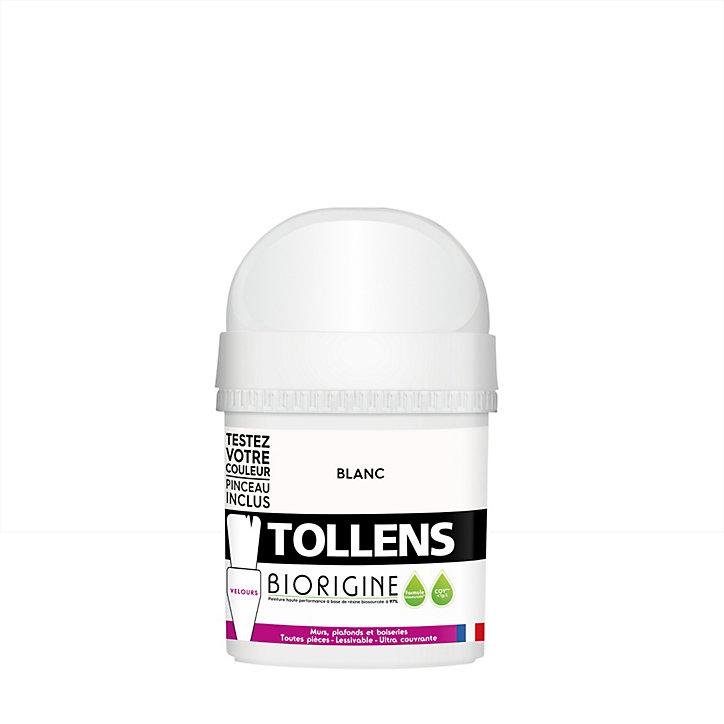 Testeur de peinture murs et plafonds Biorigine Tollens velours blanc 50ml