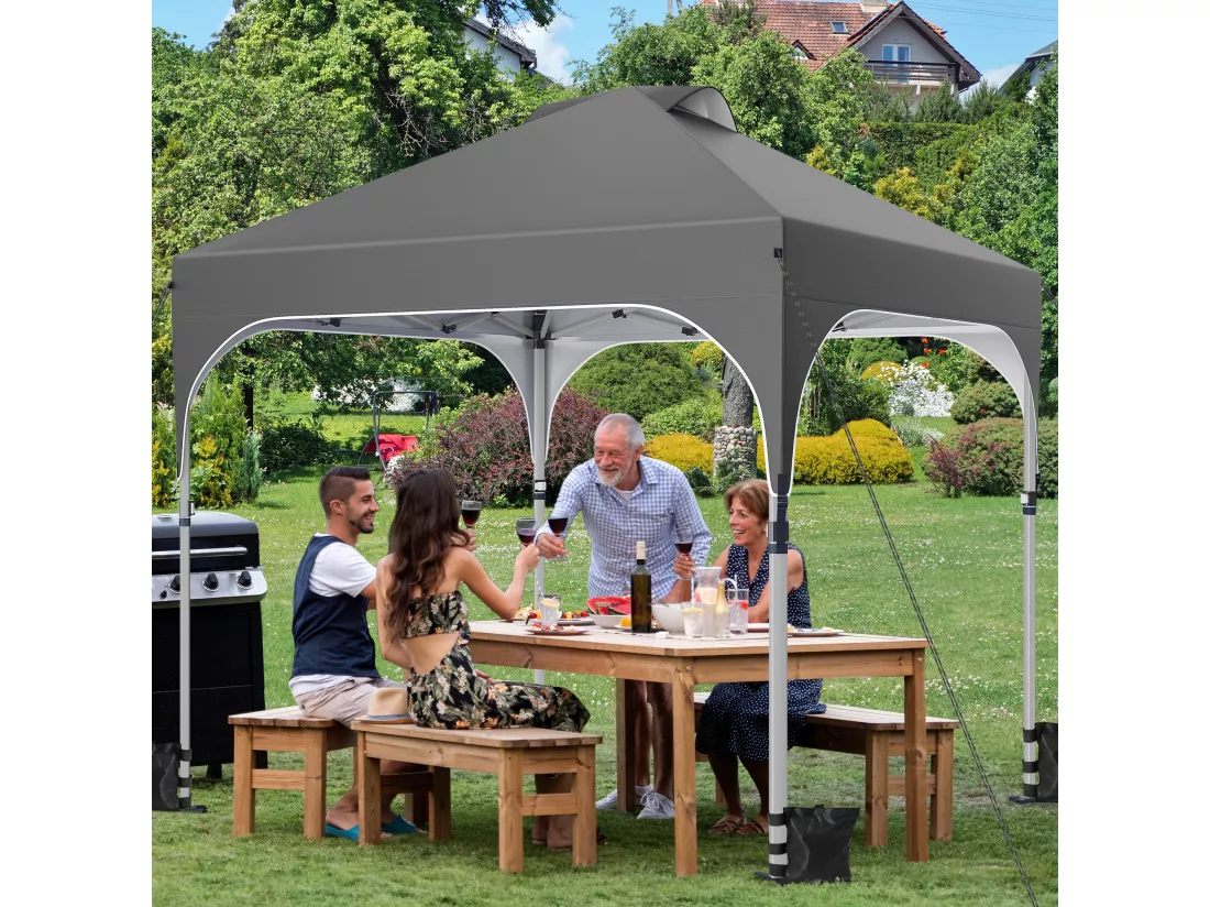YITAHOME Abri de Jardin Pliable - Imperméable - avec Sac de Rangement pour Terrasse - Marché - Plage - 2,5 x 2,5 m, Gris Foncé