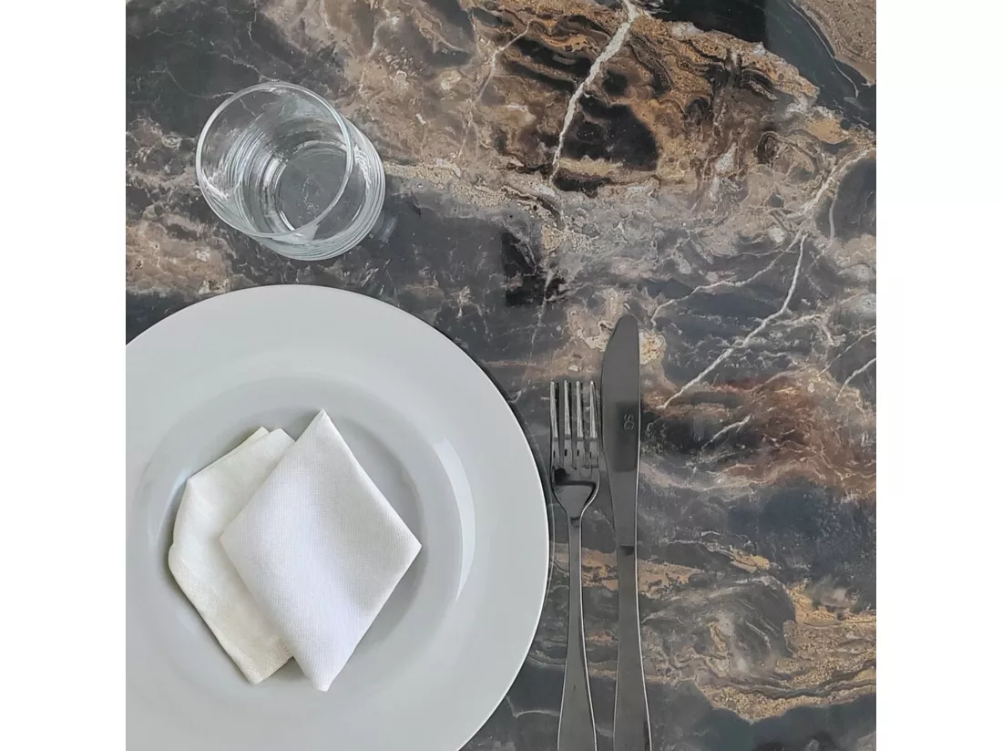 Mange-debout 60 x 60 cm Rome bistrot marbre veiné glossy