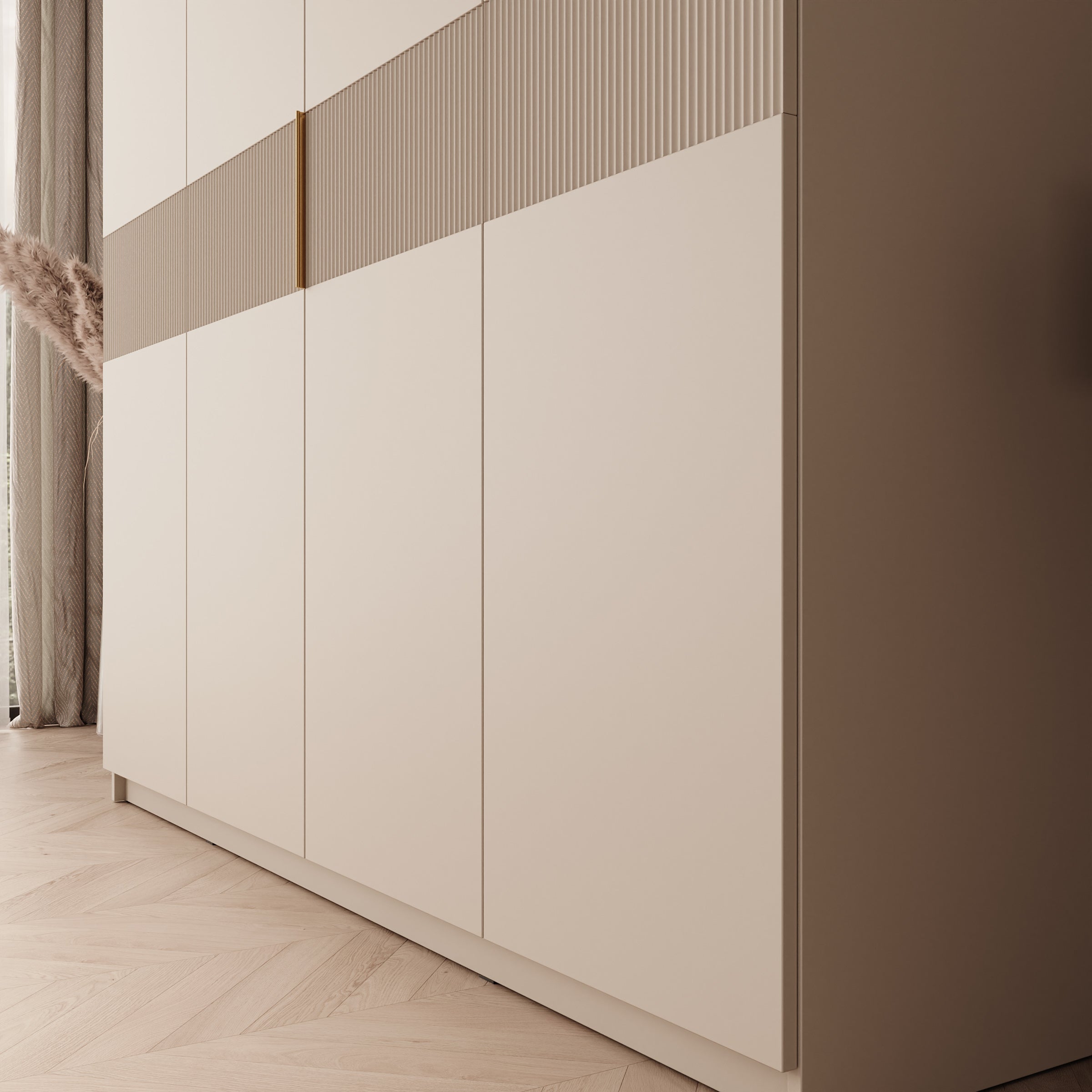 Zelvai - Kledinkast 4-deurs - Beige - 180x60x237 cm