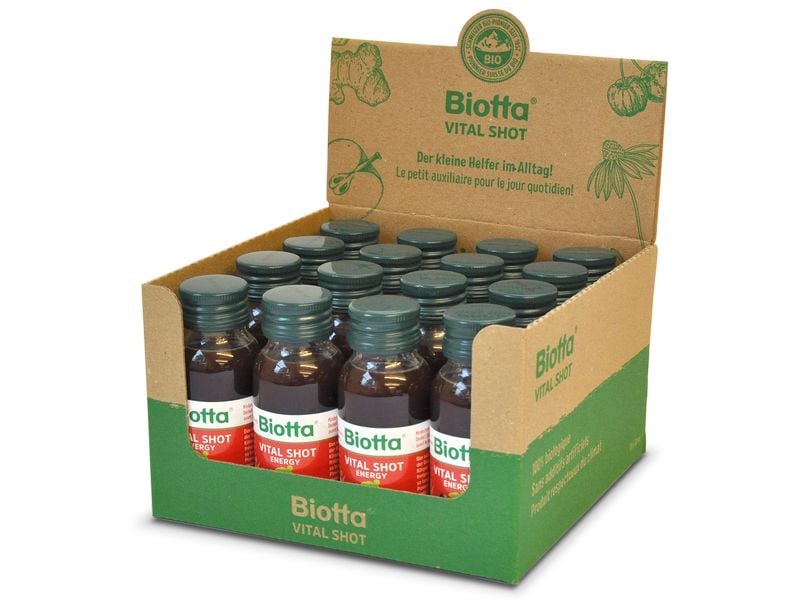 Biotta Säfte Vital Shot Energy 16 x 60 ml Biologisch zertifizierter Fruchtsaft aus der Schweiz