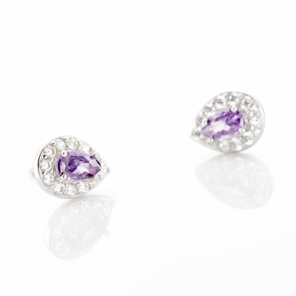Boucles D'oreilles Puces Argent Blanc Tania Oxydes De Zirconium
