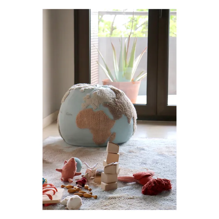 Lorena Canals Pouf World map | Bleu ciel