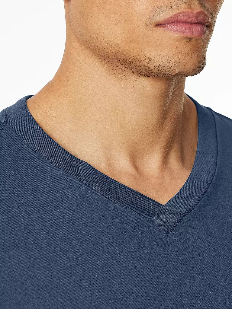 SCHIESSER Pyjama Langarmshirt MIX + RELAX blau