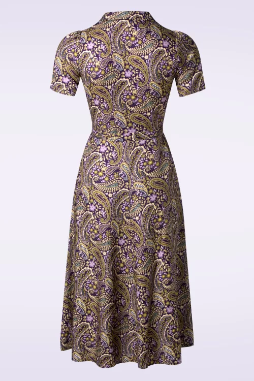 Very Cherry Revers Paisley midi jurk in paars