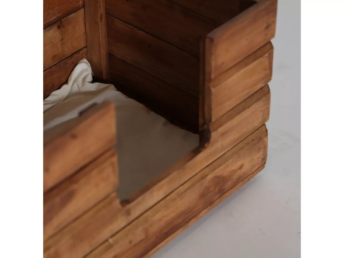 Lit pour animaux de compagnie en bois de mahogany marron 44x38x30 cm