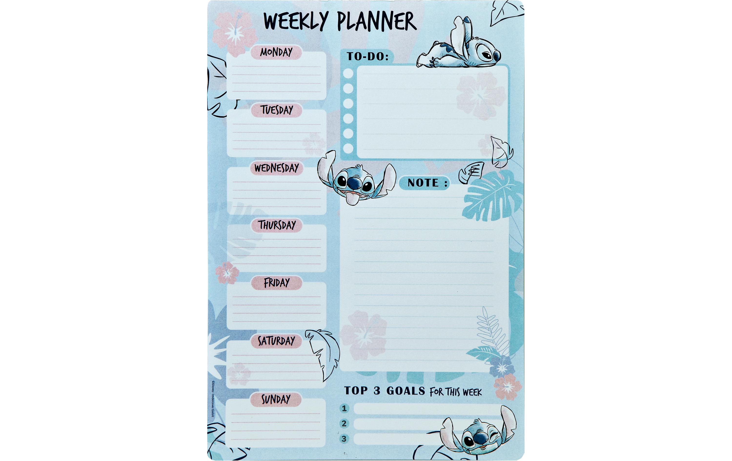 Wochen-Notizkalender Lilo & Stitch 52 Blatt, 19 x 28 cmDisney Wochenplaner ohne Jahreszahl