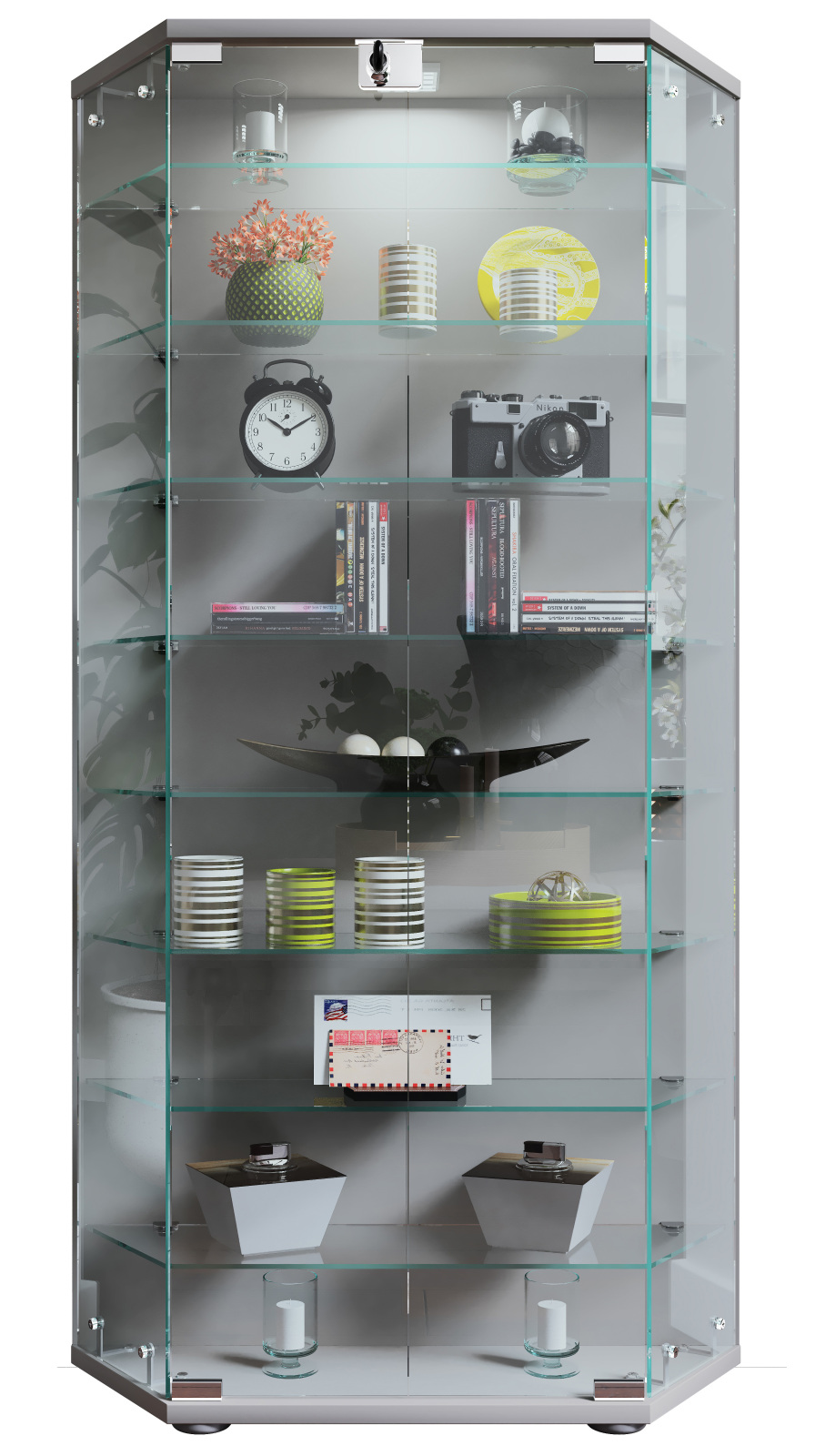 Vitrine CENILA XL - silber - abschließbar