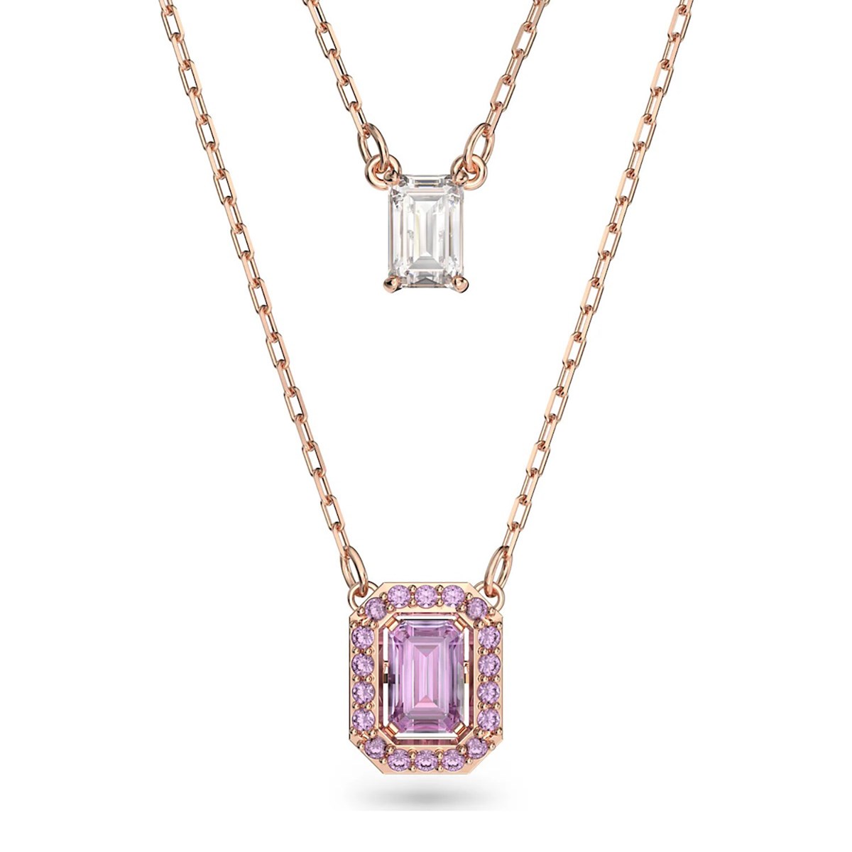 Collier multi-rangs Swarovski Millenia doré rose