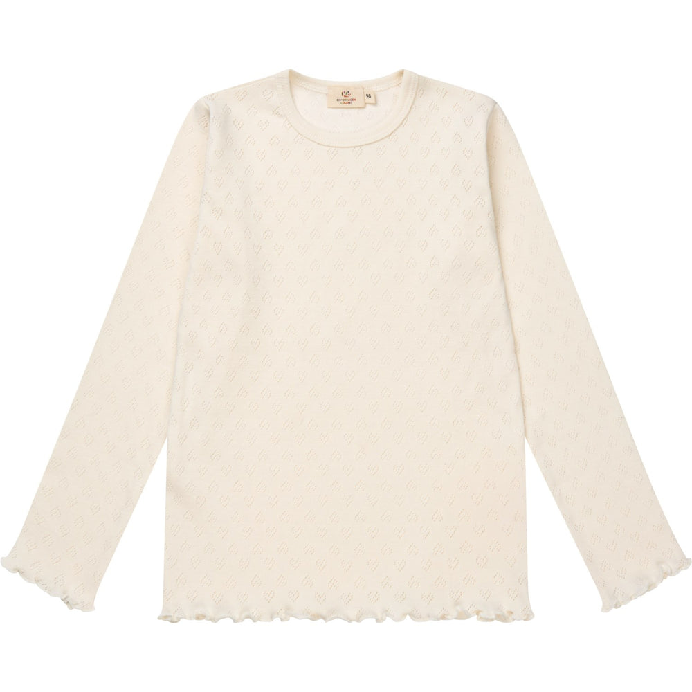 Køb COPENHAGEN COLORS Cream Pointelle Heart Ls Tee