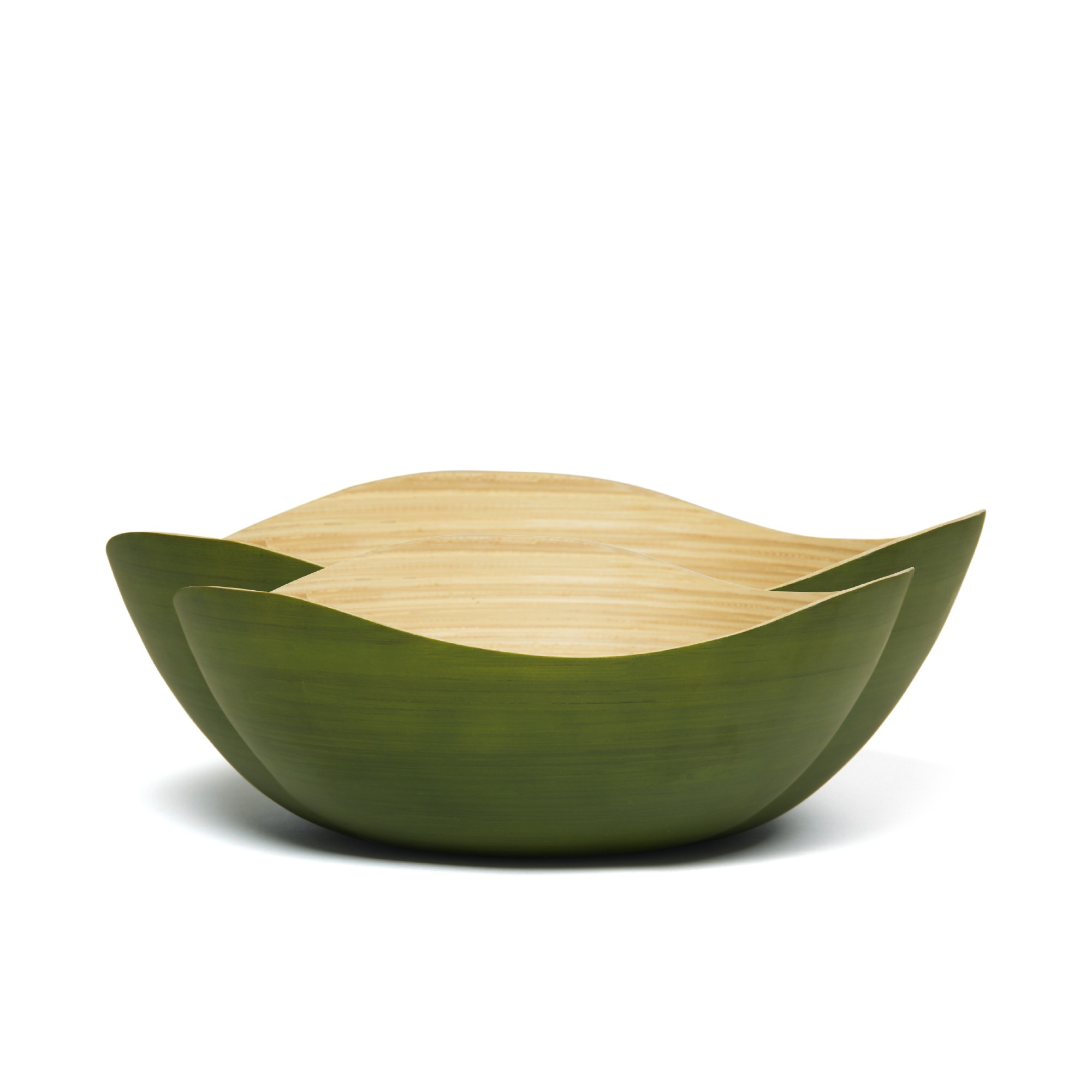 Bambusschale 'Wave' M, grün, Ø 25 cm, H 10 cm von fischer's lagerhaus