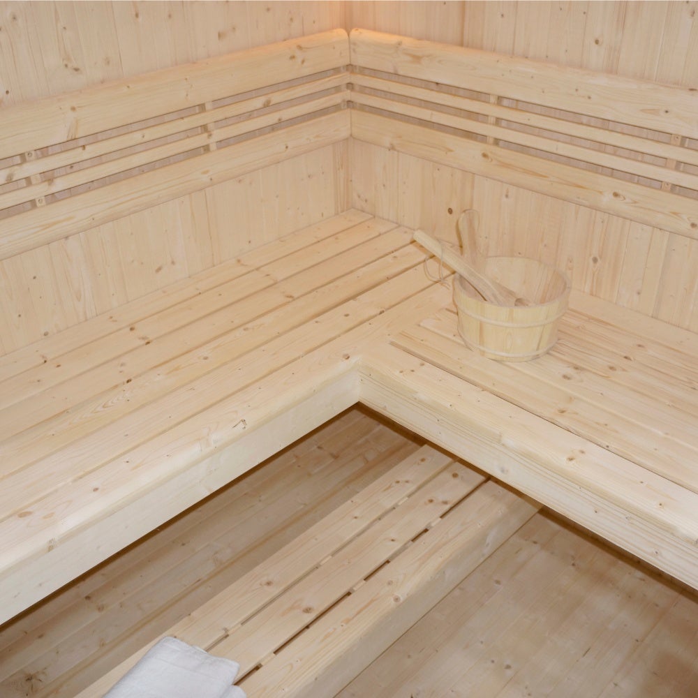 Home Deluxe - Traditionele Sauna - Shadow XL BIG - 200 x 200 x 190 cm - voor 6 personen - sparrenhout, incl. saunakachel | stoomsauna | opgietsauna